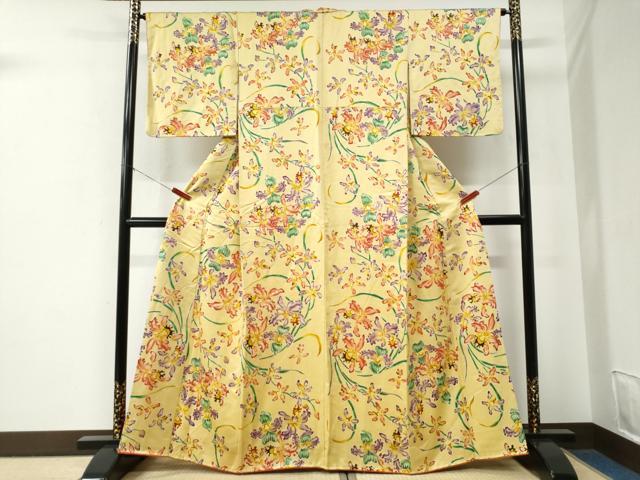 平和屋着物●上質な小紋　ろうけつ染　カトレア　正絹　逸品　CABE2656yc