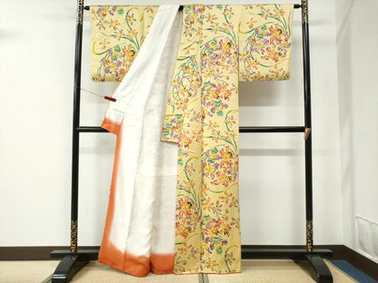 平和屋着物●上質な小紋　ろうけつ染　カトレア　正絹　逸品　CABE2656yc