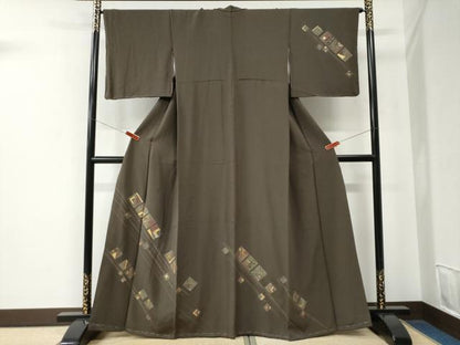 平和屋着物●訪問着　竹屋町刺繍　色紙吉祥文　金彩　正絹　逸品　未使用　CABE2663yc
