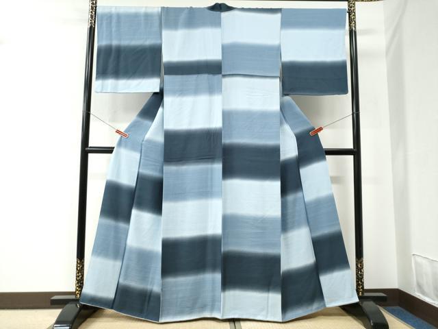 平和屋着物●上質な小紋　千鳥格子　暈し染め　正絹　逸品　CABE2664yc