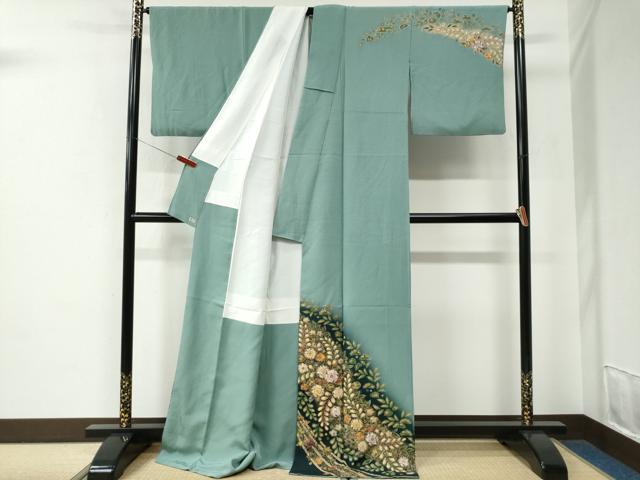 平和屋着物●越後十日町の一流染匠　桐屋・翠山工房　徳永憲峯　訪問着　辻が花　絞り　金彩　三越扱い　ロング丈　正絹　逸品　CABE2666yc