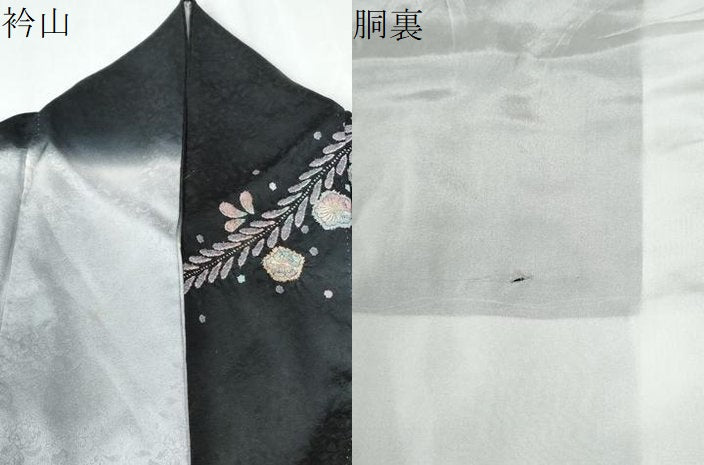 平和屋着物●訪問着　辻が花　絞り　暈し染め　黒地　金彩　正絹　逸品　CABE2667yc