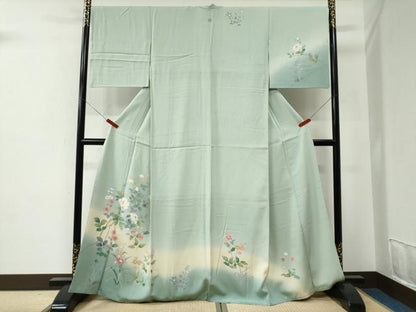 平和屋着物●訪問着　友禅　作家物　草花文　暈し染め　正絹　逸品　CABE2669yc