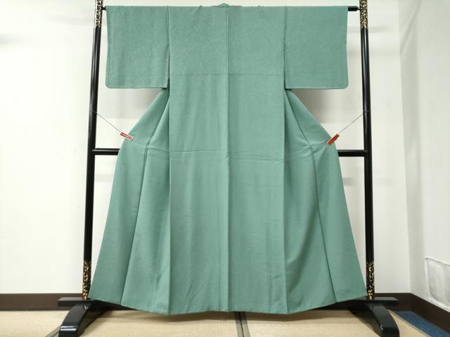 平和屋着物●上質な色無地　浜松草花地紋　薄青色　正絹　逸品　CABE2676yc