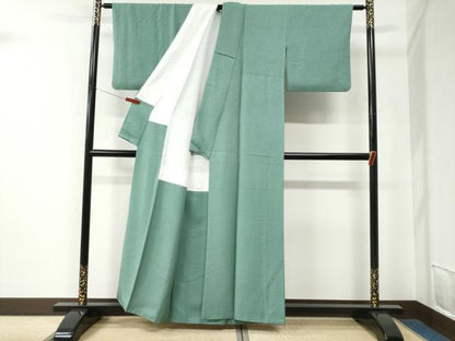 平和屋着物●上質な色無地　浜松草花地紋　薄青色　正絹　逸品　CABE2676yc
