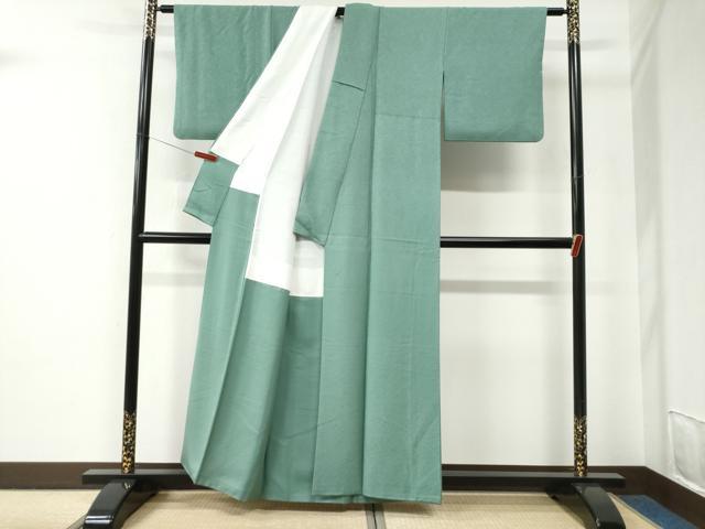 平和屋着物●上質な色無地　浜松草花地紋　薄青色　正絹　逸品　CABE2676yc