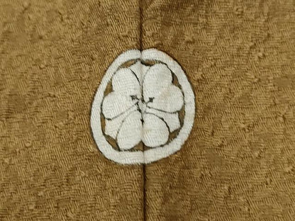 平和屋着物●本草木染作家　瑞寶　色無地　紋意匠　黄橡色　正絹　逸品　CABE2677yc