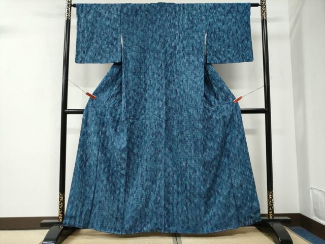 平和屋着物●伝統工芸士　七代目　吉澤与市　紬　杢目絞り　正絹　逸品　未使用　CABE2682yc