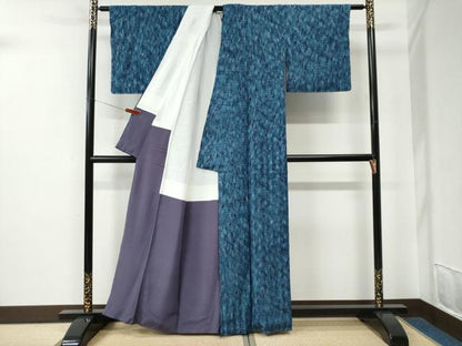 平和屋着物●伝統工芸士　七代目　吉澤与市　紬　杢目絞り　正絹　逸品　未使用　CABE2682yc