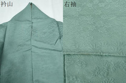 平和屋着物●本加賀友禅作家　梶山伸監修　色無地　堅牢染　草花地紋　薄青色　証紙付き　正絹　逸品　CABE2684yc