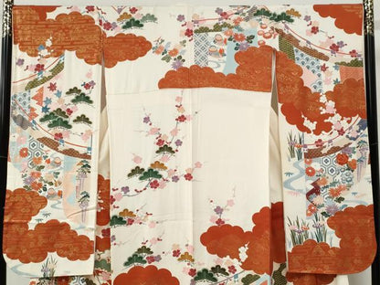 平和屋着物●豪華振袖　雲取り吉祥鴛鴦草花文　金彩　正絹　逸品　CABE2688yc