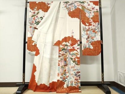 平和屋着物●豪華振袖　雲取り吉祥鴛鴦草花文　金彩　正絹　逸品　CABE2688yc