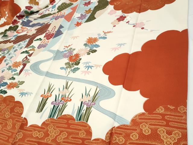 平和屋着物●豪華振袖　雲取り吉祥鴛鴦草花文　金彩　正絹　逸品　CABE2688yc