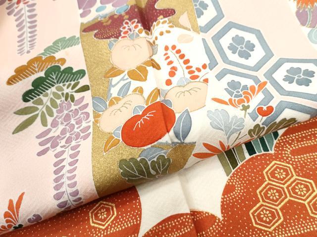 平和屋着物●豪華振袖　雲取り吉祥鴛鴦草花文　金彩　正絹　逸品　CABE2688yc