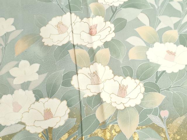 平和屋着物●訪問着　刺繍　草花文　暈し染め　金彩　正絹　逸品　CABE2689yc