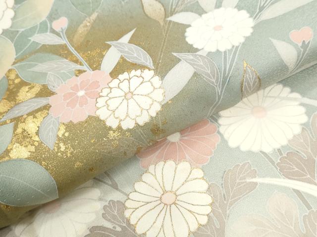 平和屋着物●訪問着　刺繍　草花文　暈し染め　金彩　正絹　逸品　CABE2689yc