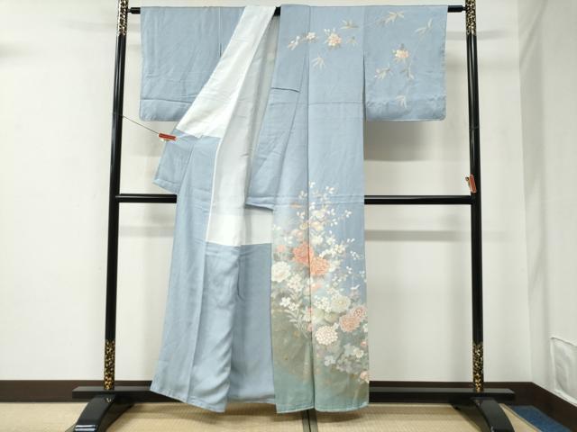 平和屋着物●訪問着　駒刺繍　菊花文　暈し染め　金彩　正絹　逸品　未使用　CABE2692yc