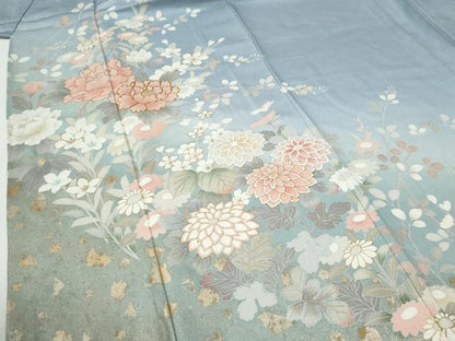 平和屋着物●訪問着　駒刺繍　菊花文　暈し染め　金彩　正絹　逸品　未使用　CABE2692yc