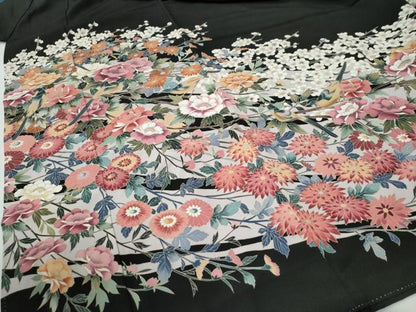 平和屋着物●豪華黒留袖　友禅　作家物　休み鳥枝牡丹花文　ロング丈　正絹　逸品　CABE2693yc