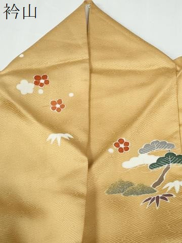 平和屋着物●訪問着　駒刺繍　浜松渡り橋風景花文　金彩　正絹　逸品　CABE2695yc