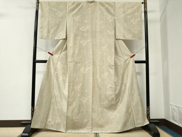 平和屋着物●結城紬　80亀甲　枝花文　正絹　逸品　未使用　CABE2698yc