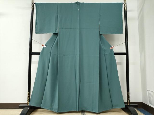 平和屋着物●上質な色無地　錆浅葱色　正絹　逸品　未使用　CABE2700yc