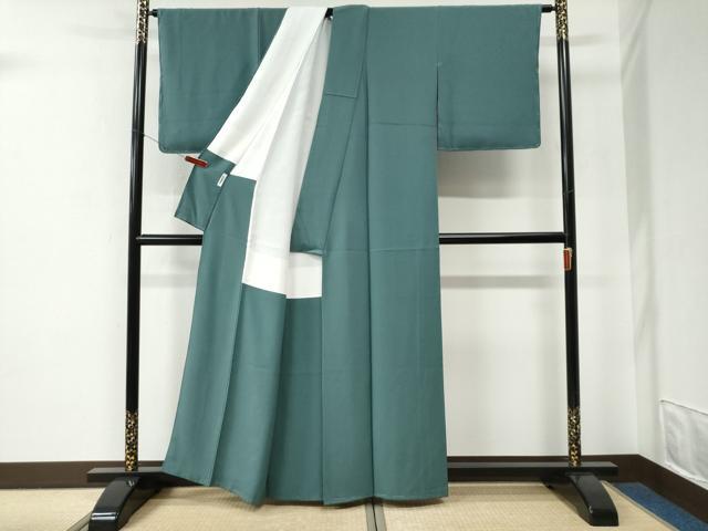 平和屋着物●上質な色無地　錆浅葱色　正絹　逸品　未使用　CABE2700yc