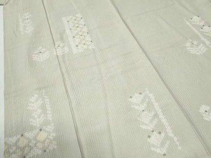 平和屋着物●訪問着　絞り　刺繍　短冊草花文　三越扱い　正絹　逸品　CABE2706yc