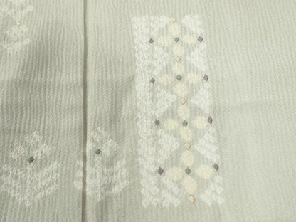 平和屋着物●訪問着　絞り　刺繍　短冊草花文　三越扱い　正絹　逸品　CABE2706yc