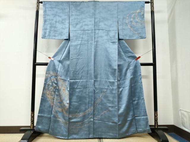 平和屋着物●訪問着　駒刺繍　舞葉文　金彩　三越扱い　正絹　逸品　CABE2707yc 平和屋着物○訪問着 駒刺繍 舞葉文 金彩 三越扱い 正絹 逸品