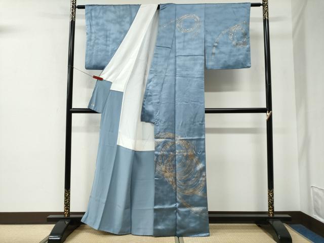 平和屋着物●訪問着　駒刺繍　舞葉文　金彩　三越扱い　正絹　逸品　CABE2707yc 平和屋着物○訪問着 駒刺繍 舞葉文 金彩 三越扱い 正絹 逸品
