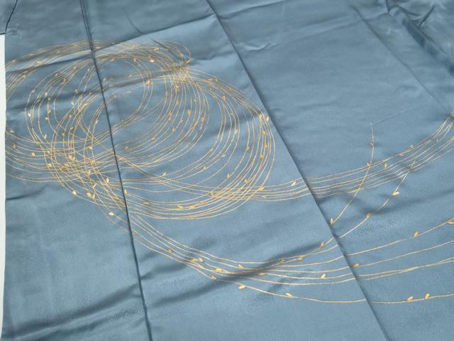 平和屋着物○訪問着 駒刺繍 舞葉文 金彩 三越扱い 正絹 逸品