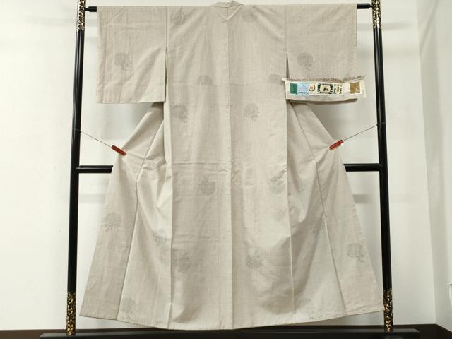 平和屋着物●結城紬　100亀甲　飛び亀甲柄　雪輪草花文　銀座おゝぎ屋扱い　正絹　逸品　未使用　CABE2709yc