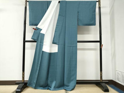 平和屋着物●上質な色無地　紋意匠　錆御納戸色　正絹　逸品　未使用　CABE2711yc