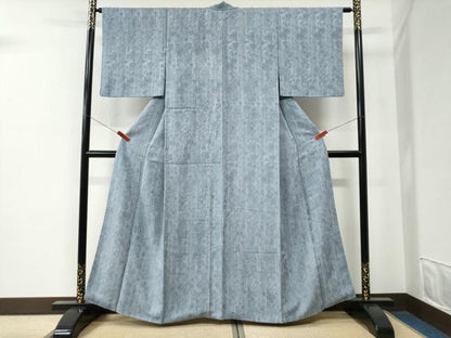 平和屋着物●上質な色無地　花唐草間道地紋　秘色色　正絹　逸品　CABE2713yc