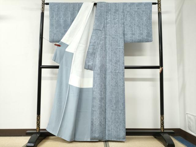 平和屋着物●上質な色無地　花唐草間道地紋　秘色色　正絹　逸品　CABE2713yc