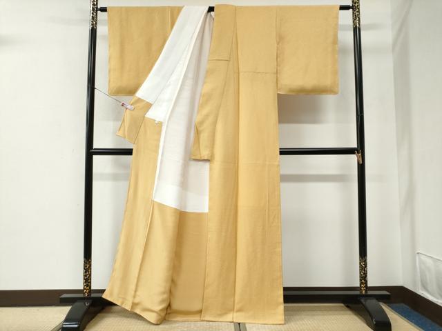 平和屋着物●上質な色無地　紋意匠　花葉色　正絹　逸品　未使用　CABE2720yc