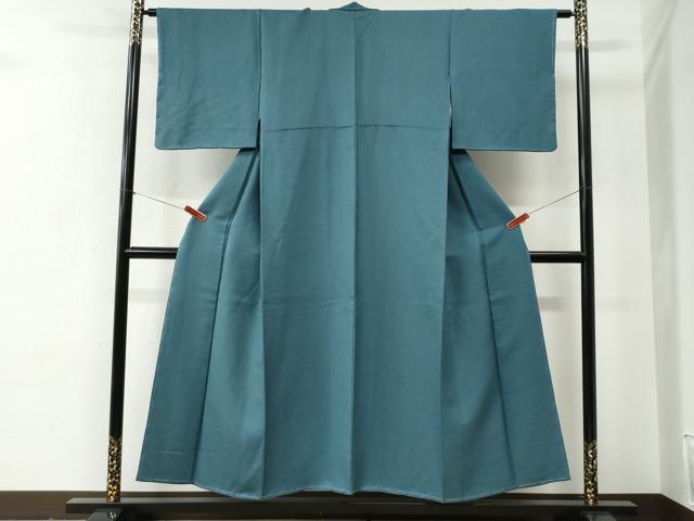 平和屋着物●上質な色無地　紋意匠　錆御納戸色　正絹　逸品　未使用　CABE2721yc