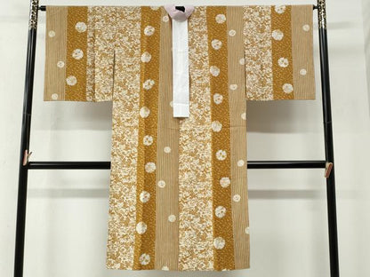 平和屋着物●長襦袢　無双仕立て　雪輪草花文　半衿刺繍　正絹　逸品　未使用　CABE2723yc