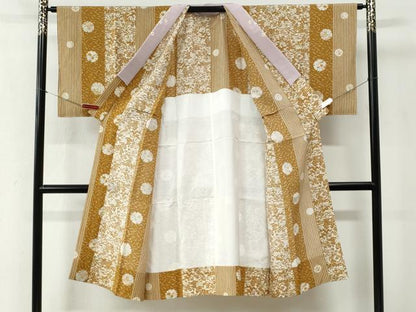 平和屋着物●長襦袢　無双仕立て　雪輪草花文　半衿刺繍　正絹　逸品　未使用　CABE2723yc
