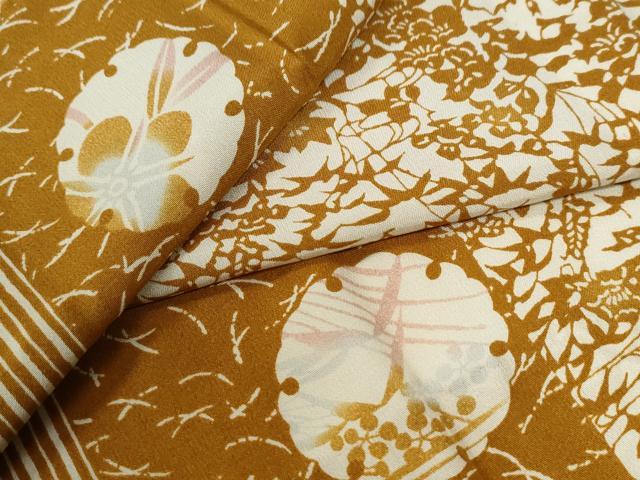 平和屋着物●長襦袢　無双仕立て　雪輪草花文　半衿刺繍　正絹　逸品　未使用　CABE2723yc