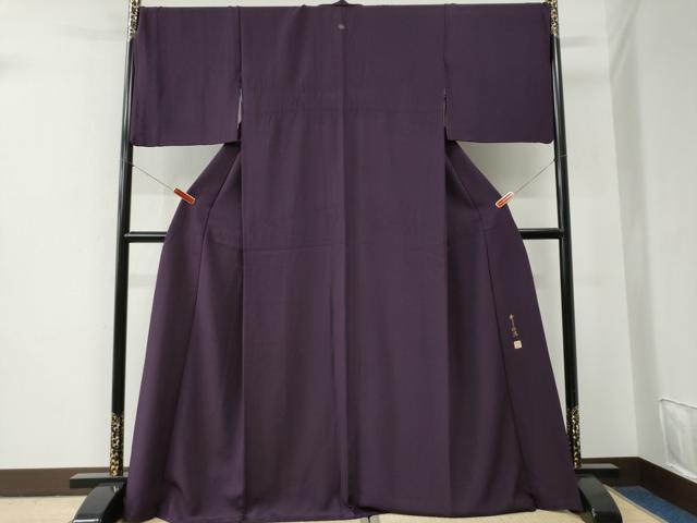 平和屋着物●上質な色無地　作家物　紫紺色　ロング丈　正絹　逸品　CABE2724yc