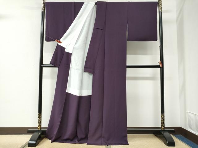 平和屋着物●上質な色無地　作家物　紫紺色　ロング丈　正絹　逸品　CABE2724yc