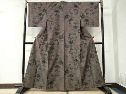 平和屋着物●本場大島紬　9マルキ　枝葉文　正絹　逸品　未使用　CABE2725yc