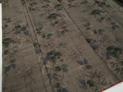平和屋着物●本場大島紬　9マルキ　枝葉文　正絹　逸品　未使用　CABE2725yc
