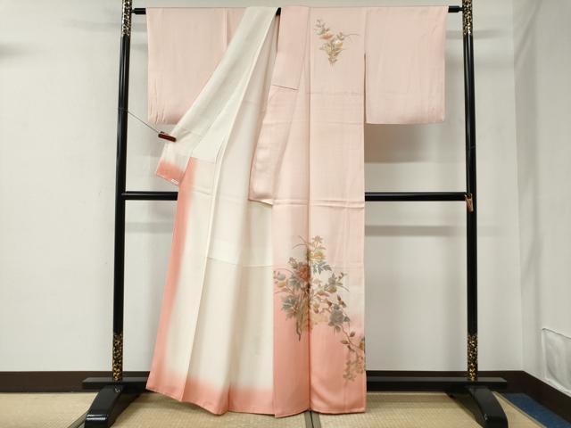 平和屋着物●金彩友禅　卓越技能者・名工・和田光正　訪問着　枝牡丹花文　暈し染め　金銀彩　正絹　逸品　CABE2726yc