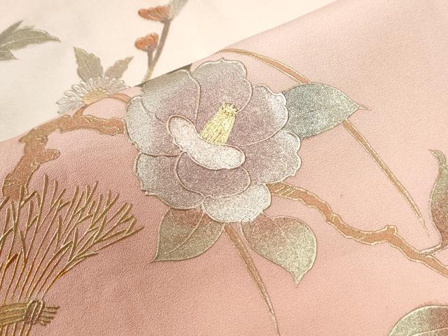平和屋着物●金彩友禅　卓越技能者・名工・和田光正　訪問着　枝牡丹花文　暈し染め　金銀彩　正絹　逸品　CABE2726yc
