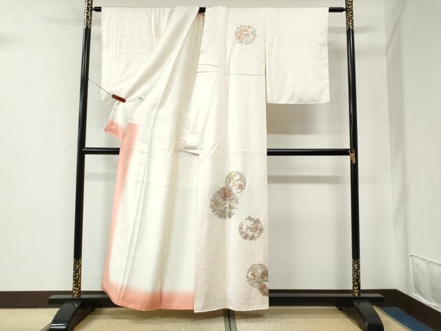 平和屋着物●金彩友禅　卓越技能者・名工・和田光正　訪問着　牡丹草花丸文　金銀彩　正絹　逸品　CABE2730yc