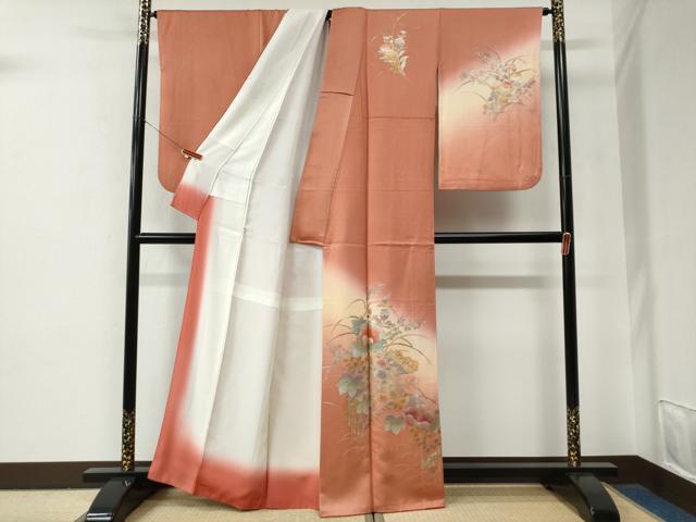 平和屋着物●金彩友禅　卓越技能者・名工・和田光正　訪問着　草花文　暈し染め　金銀彩　正絹　逸品　CABE2732yc
