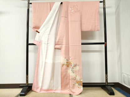平和屋着物●金彩友禅　卓越技能者・名工・和田光正　訪問着　鼓扇面吹き寄せ花文　暈し染め　金銀彩　正絹　逸品　CABE2745yc